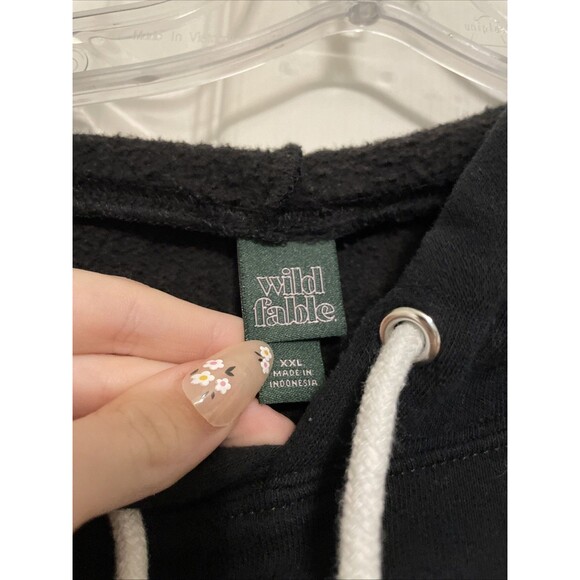 Wild Fable Black Cropped Hoodie Size XXL Drawstring Pullover Casual Sweatshirt - Picture 3 of 8
